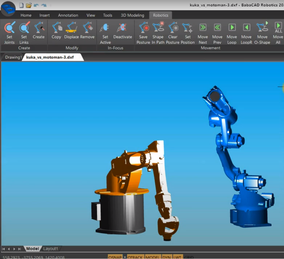 BabaCAD Robotics Simulation Control